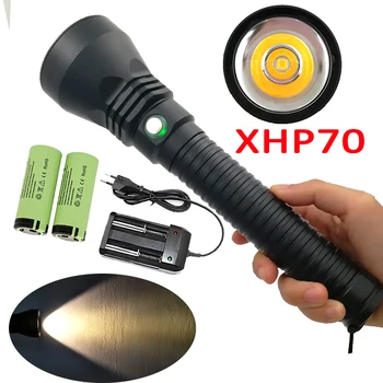 5000ЛМ XHP70 led фенерче за гмуркане Жълта светлина, Водоустойчив подводна светкавица лампа за потапяне факел