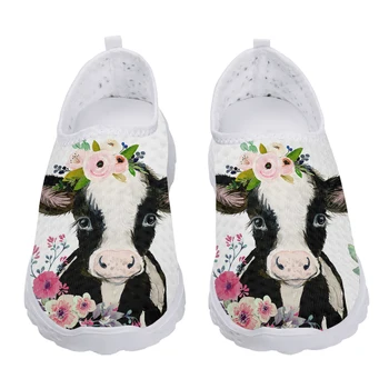 Ежедневни нескользящая обувки с 3D изображение, крави и цвете, лятна удобна лека обувки без закопчалка, популярни външни мрежести маратонки Zapatos Mujer