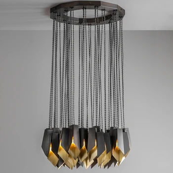 Италиански стил, постмодерното, луксозен черен/златен led полилей, желязо подвесная лампа за дневна, ресторант, индивидуално декоративно осветление
