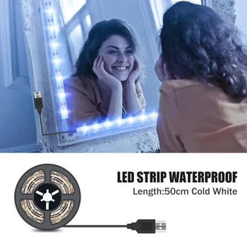 Led огледало за грим с подсветка, лента за тоалетна масичка, 5-В, USB осветление, led гъвкава ламповая лента, тоалетка, лампа slr за декора на банята