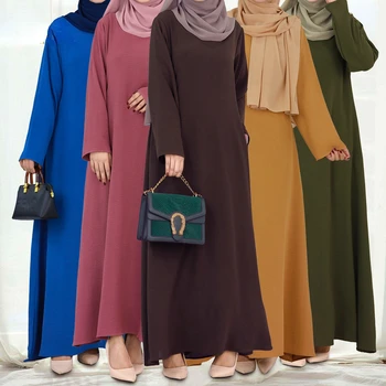 Креп Абайя, Дубайское турското дълго мюсюлманската женствена рокля-хиджаб, обикновен арабски, африкански скромни рокли за жени, мюсюлмански кафтан, халат за баня