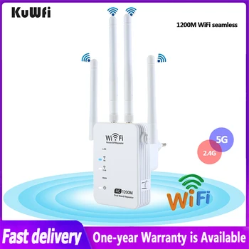 KuWFi 2.G/5G WiFi Ретранслатор 1200 Mbps Безжичен Рутер удължителен кабел WiFi Усилвател на Сигнала на Wi-Fi С 4 Двойни Външни Антени