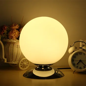 настолна лампа от бяло стъкло, нощни и настолни лампи, декоративни лампи, за да се учат, модерна настолна лампа с шариковым стъкло, led настолна лампа, за да се учат