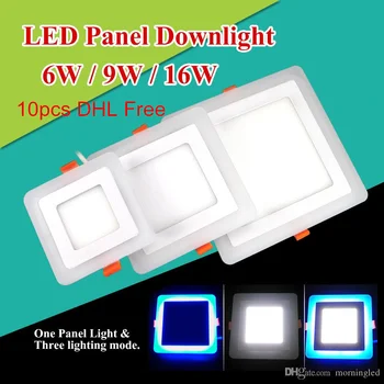 3 модели на квадратни led осветителни тела 6 W 9 W 16 Вата с различни цветове led таван панел за помещения AC110V-240V 10 бр./лот, DHL/FedEx безплатно