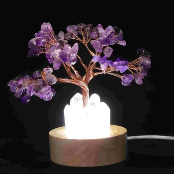 Лека нощ нощна лампа Пари дърво монокристален декоративен малка дървена аметист