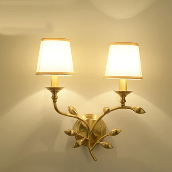 Американски одноголовочный двойно мед, с монтиран на стената лампа за дневна, спалня, коридор, коридор, стълбище, стенни лампи с листа