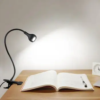 Гъвкава тръба Регулируеми светодиодна настолна лампа USB Power за проучване, четене, настолна лампа със скоба-държач за осветление на аквариума
