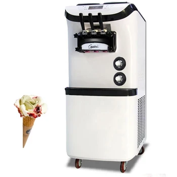 Търговска машина за приготвяне на мек сладолед с електрическа LCD панел, машина за приготвяне на сладолед с три вкусове 220 и 110 В