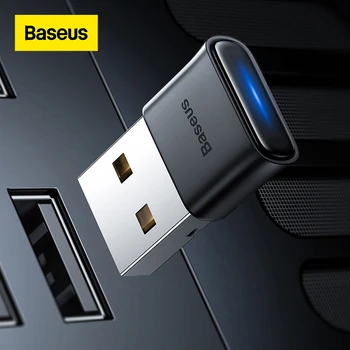 Baseus USB Bluetooth адаптер, Bluetooth предавател Безжичен 5.1 за преносим КОМПЮТЪР, безжичен високоговорител, клавиатура, мишка, слушалки, gamepads