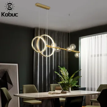 Окачен лампа Kobuc Nordic Bar с двоен пръстен, бяло /слабо окачен лампа с 3 лампи, черното злато, трапезария, кухня на ресторант