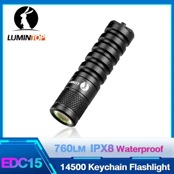 Мощен Edc фенерче, ключодържател, преносима акумулаторна светодиодна лампа за външно осветление, с фенерче за самозащита, Lumintop EDC15