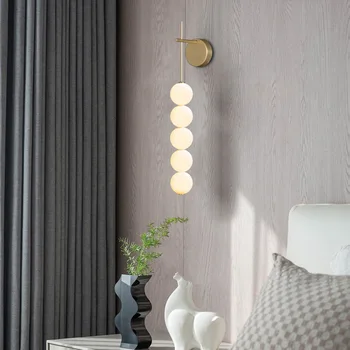 Модерен стенен лампа с дълги стъклени топки за кафене, ресторант, Стъклен индустриален декор, монтиран на стената лампа, скандинавски домашен лампа