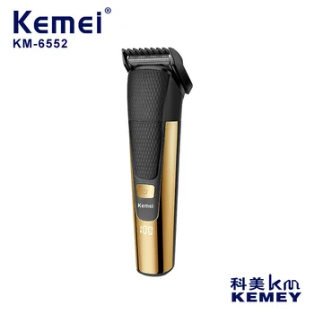 kemei тример за коса KM-6552 USB акумулаторна машина за подстригване, маслена машина за подстригване на коса, гравиране избелващ LCD дисплей