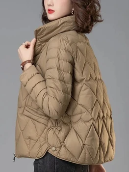 Лека naka памучен яке, дамски палта, 2023, есен нова облекло за майката на средна възраст, къса памучен яке, дамски връхни дрехи