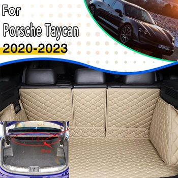 Кожени автомобилни постелки за задния багажник на Porsche Taycan 2020 ~ 2023 4-местен салон Водоустойчив тава килим кална лента автомобилни аксесоари