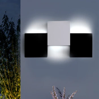 Европейският минималистична черно-бял малка странична лампа, спалня, антре, стълбище, разтегателен, на заден план, монтиран на стената lcd led квадратен трицветна, с монтиран на стената лампа
