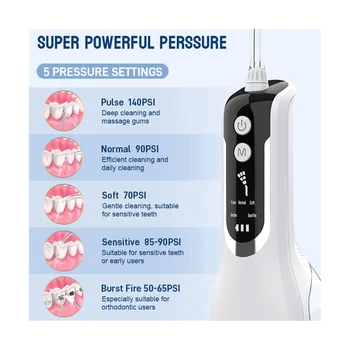 Иригатор за устната кухина USB акумулаторна батерия за преносим стоматологичен водоструйный резервоар за вода с обем 330 мл, водоустойчив пречистване на зъбите, черен