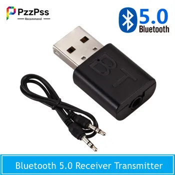 PzzPss Bluetooth 5.0 аудиоадаптер, безжичен приемник за музика, 3.5 мм жак, AUX, аудиоприемник, мини Bluetooth за авторадиоратора, стерео уредба