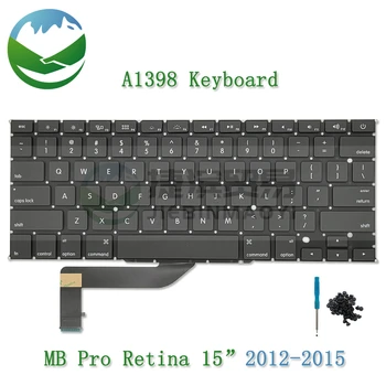 Новата клавиатура A1398 за лаптоп MacBook Pro Retina 15,4 инча, Клавиатура САЩ, Великобритания, Испански, Руски, Френски, корейски, Немски език, 2012-2015 Година