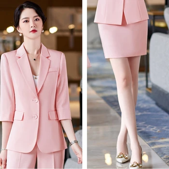 Кралицата, елегантен двубортный комплект от 2 теми, женски костюм, сако и пола-молив-калъф с висока талия, корейски офис женски костюм-полата