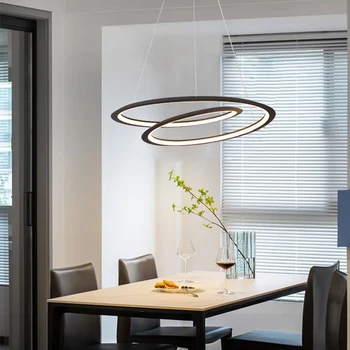 Скандинавски окачен лампа, златисто-черен led лампа за хранене с минималистичен окачен тавана лампа за дневна, кухня, ресторант, декор