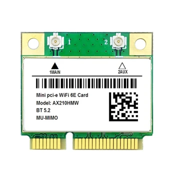 Карта WiFi 6E AX210HMW Mini PCI-E Wifi6e Карта Bluetooth-съвместима 5.2 За безжичен адаптер AX210 5374 Mbps Бързо-