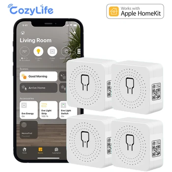 Вграден превключващ ключ CozyLife Работи с Apple HomeKit Алекса SmartThings Alice, се изисква модул Smart Switch WiFi 16A с неутрален проводник