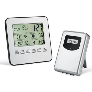 Безжичен термометър за стая и на улицата, влагомер, метеорологичната станция, аларма, електронен цифров измерител на температура и влажност на въздуха