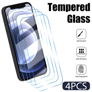 4 бр. закалено стъкло за iPhone 14 Pro Max 13 12 Mini 11 Pro Защитно фолио за екран за iPhone 7 8 15 Plus X XR Xs Max стъкло