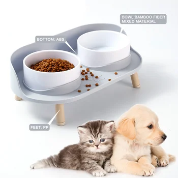 Хранилки за домашни котки, двойни чаши, а с регулируема височина, пияч за котки, кучета, купа за вода, чиния за хранене на котенцата, издигнати принадлежности за хранене