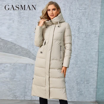 GASMAN / модно дамско зимно палто, тънък дълъг яка-часова, дебели топли пуховик с качулка, ежедневни дамски парк с джобове, GM-82151
