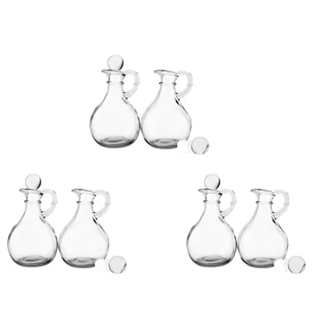 Стъклени бутилки за олио и оцет (комплект от 6 теми), кръгла стъклена бутилка за олио с втулка-FS-PHFU