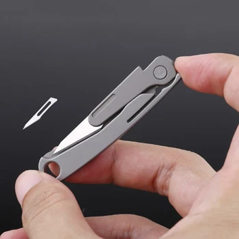 Мини-титан нож EDC, преносим уличен нож за хартия, скалпел, ключов нож