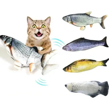 Играчка за домашни котки Електрическа рибка Вградена акумулаторна батерия Забавление за котки Интерактивна моларна играчка за котки Електрическа рибка