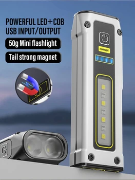 Мощен 2 Led Фенерче Mini Работен Светлина с по-Силен Магнит Факел USB Акумулаторна Къмпинг, Риболов Фенер Power Bank Лампа
