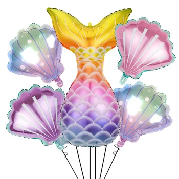Балони във формата на опашка на русалка, миди, балони, украса за парти в чест на рождения ден на за момчета и момичета, детски душ под вода, спомени за партита