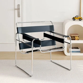Стол Василий, дизайнерски стол за известни личности, Средновековен диван за почивка, седло от неръждаема стомана, кожен стол за дневна и кабинет