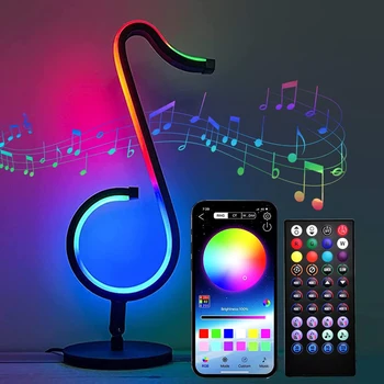 Умна настолна лампа RGB LED с Bluetooth, регулируем атмосферни осветление, нощно осветление и музикални бележки за партита, събития на живо