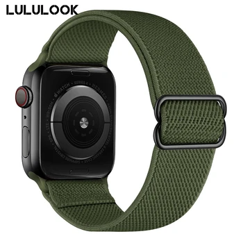 Еластичен Найлонов Ремък Solo Loop За Apple Watch Band 44 мм 40 мм 45 мм 41 мм 42 мм 38 мм Регулируеми Гривна iWatch Series 7 6 SE 5 4 3
