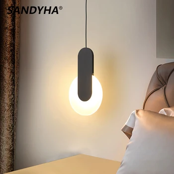 Окачен лампа SANDYHA, скандинавските кръгли акрилни led таван с полилей за спални, прикроватной нощни шкафчета, всекидневна, трапезария, вътрешно начало декор на светлина