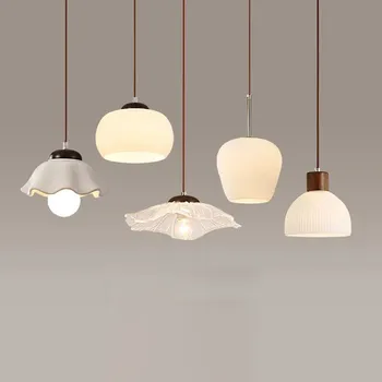 Модерен окачен лампа от керамични стъкло с подсветка от едно орехово дърво за хранене, маса за хранене, бар, дневен тракт, спалня, вътрешни тела