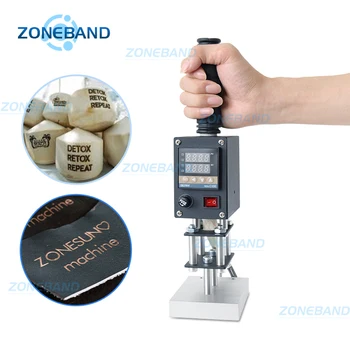 Портативна машина за клеймения кокосови орехи ZONESUN, горещо щамповане, гладене, лого дизайн, кухненски робот за печене, хартия, дърво, кожа