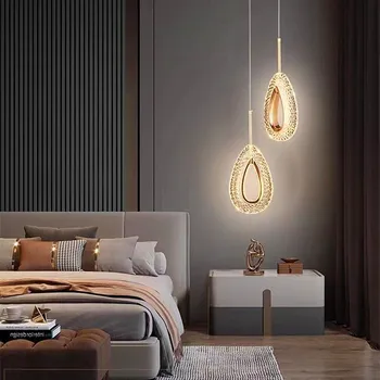 Спалня, модерен прост светъл луксозен дизайн, креативна дълга линия, основна спалня, интернет-знаменитост 2023, нова малка полилей