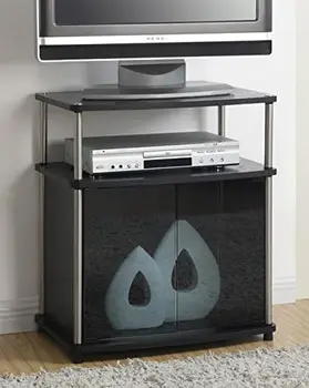 Поставка за телевизор с корпус от черно стъкло, бял