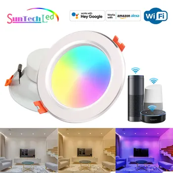 Led лампа с Wi-Fi, кръгла, 15 W, Bluetooth, панел, лампа, управление на приложението, една лампа в помещението, 220 В, цветен тавана лампа