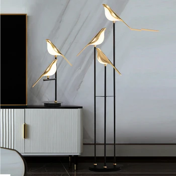 Съвременен творчески под лампа Дизайнерска настолна лампа с позлатен птици за коридор, спалня, всекидневна, декориране на дома, led осветителни тела