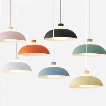 Led висящи лампи в скандинавски стил, промишлени минималистичные висящи лампи Macaron Flying Saucer за хол, спалня, трапезария, осветителни тела