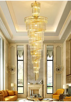 Led тавана лампа Модерен Лукс Скандинавски Crystal За Дълга Стълба Хотел Вила Дуплекс Хол Закача за Декорация на Дома светлина