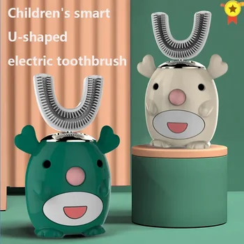 360 градуса Електрическа четка за зъби XioMi Детска силиконова автоматична ултразвукова четка за зъби с анимационни модел за деца