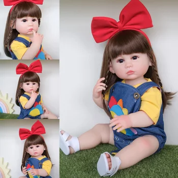 55 СМ Julieata цялото Тяло Мека Силиконова Vinyl Кукла Реборн Принцеса Реалистична Кукла Soft Touch Коледни Подаръци за Деца